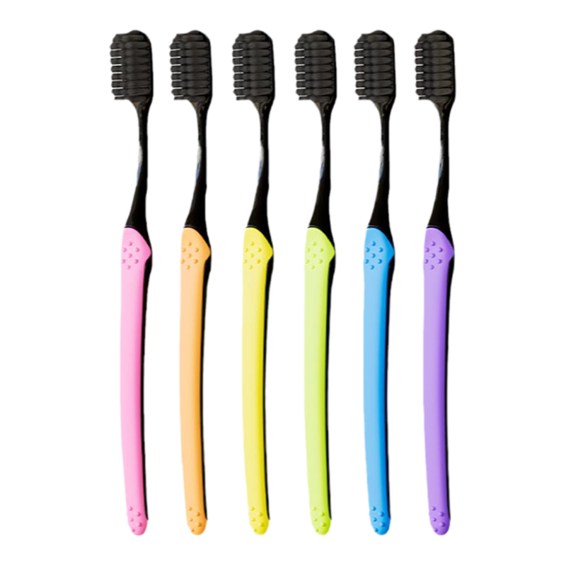 竹炭软毛牙刷家庭装6支男女士专用情侣家用清洁牙龈实惠装可批发