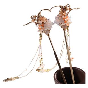 青雀记原创设计手工步摇清新花朵复古典风盘新中式女春花秋月发簪