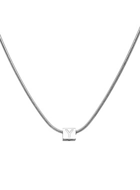 名字姓氏字母立体小方块锁骨项链