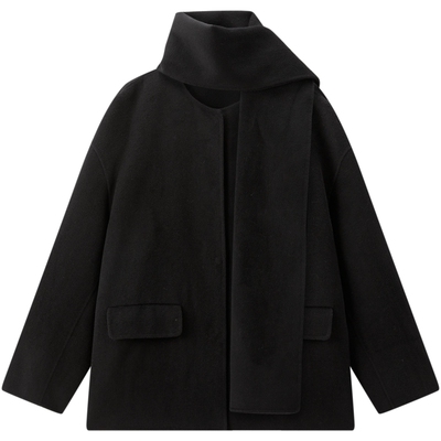 【张婧仪同款】太平鸟商场甄绒系列裹风大衣双面呢短款A1AAF4247