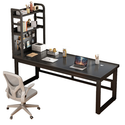 实木书桌书架一体简易家用学习桌