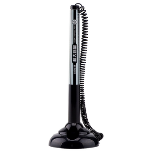 宝克台笔大容量加粗笔芯带线办公签字笔带绳中性水笔黑色0.5前台桌面固定笔座粘在桌子上防丢吧台柜台服务台