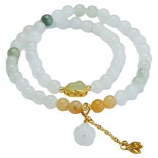 【道观直发】天山翠寿山石串珠手链复古日常百搭新中式双圈手串女