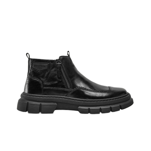 【陈立农同款】HauttonJeans黑色机车马丁靴男拉链款切尔西靴皮靴