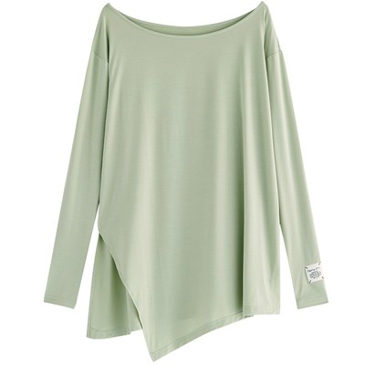 BELLYWEAR不对称开衩圆领上衣