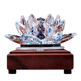 旋转水晶七彩莲花灯佛前家用新款led供灯供佛灯菩萨长明灯荷花灯