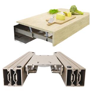 上升隐形滑轨折叠台面升降伸缩餐桌导轨配件推拉跳台圆桌轨道五金