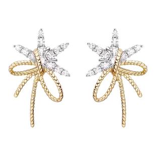 何方刘亦菲李沁同款hefang玫瑰的故事黄亦玫耳环丝带飘雪耳钉轻奢