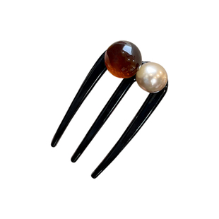 u型发簪女2025新款高端珍珠插梳发卡丸子头盘发插针固定神器头饰