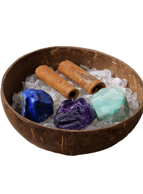 天然水晶12星座椰子消磁碗扩香石原石不规则矿石家居办公风水摆件