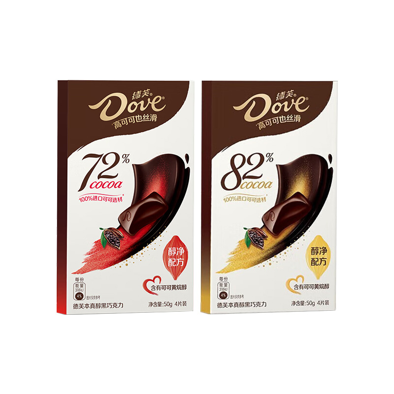 Dove/德芙本真醇黑巧克力72%高倍纯可可脂82%休闲零食追剧解馋