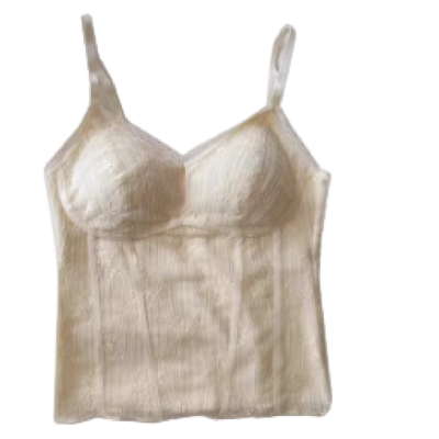 『繁花』早春新品法式古董蕾丝吊带背心一片式固定胸垫美背内搭