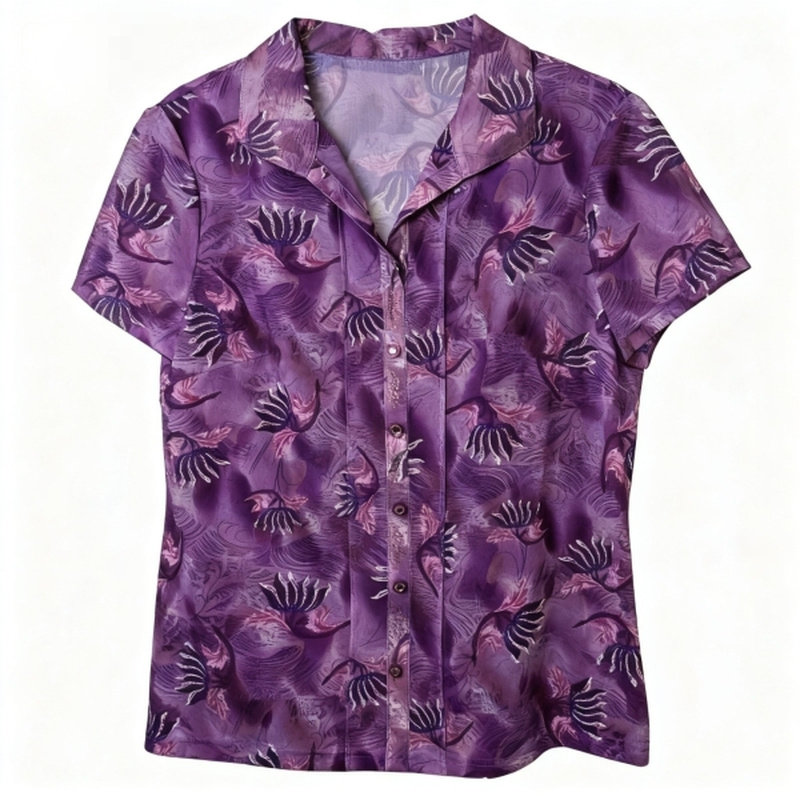 妈妈夏装网纱翻领速干短袖衬衫
