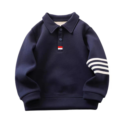 男童加绒POLO衫新款儿童保暖卫衣