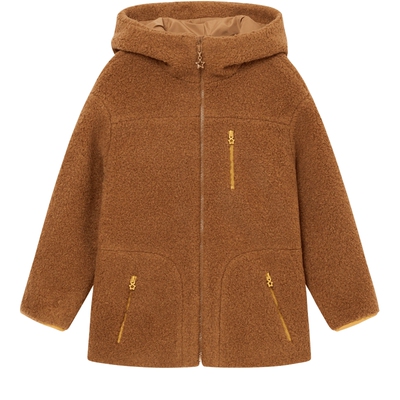 erdosKIDS 鄂尔多斯童装秋冬儿童舒适连帽夹克拉链宽松外套