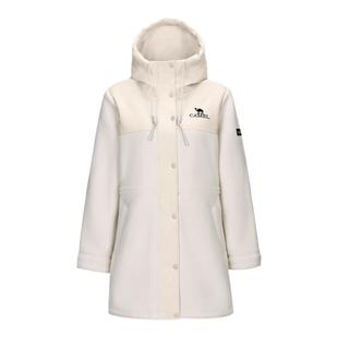 骆驼女装加绒外套中长款秋冬新款羊羔绒加厚保暖连帽外套大衣