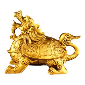 纯黄铜龙龟摆件四方兽家居装饰品