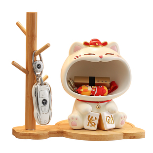 入户玄关摆件钥匙收纳可爱招财猫2025新款家居客厅装饰品乔迁礼物