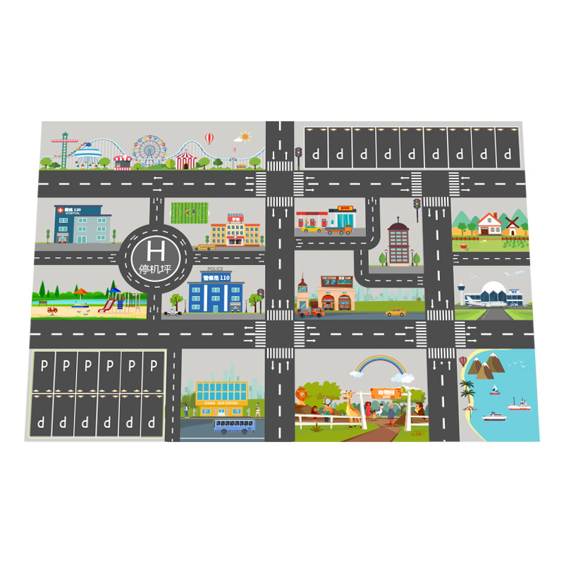 马路游戏毯家用床边幼儿园地垫