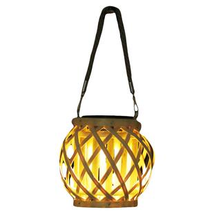 太阳能户外庭院吊灯挂树灯小夜新年灯笼藤木编织复古花园阳台氛围