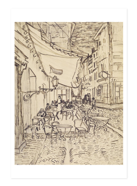 梵高素描咖啡馆卧室样板房装饰画