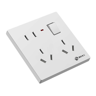 一开八孔插座带开关86型暗装二三三插六孔面板带灯多功能家用10孔