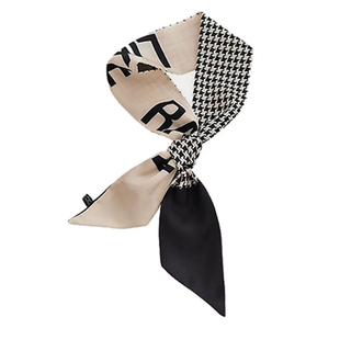 突然的喜欢王玉雯林欢儿同款千鸟格丝巾发带发饰头饰2026新款百搭