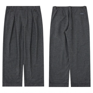 TreesBasic羊毛人字纹老钱风西装长裤西裤2025秋冬新款休闲裤男