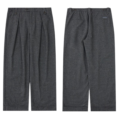 TreesBasic羊毛人字纹老钱风西装长裤西裤2025秋冬新款休闲裤男