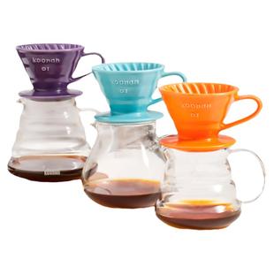 koonan手冲咖啡壶套装  咖啡过滤器具陶瓷咖啡滤杯分享壶v60滤杯