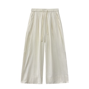 米白色天丝九分高腰显瘦直筒裤女夏薄款防晒裤宽松休闲速干阔腿裤