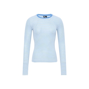 oneup天丝羊毛彩色条纹长袖t恤女秋季小个子薄款针织衫修身打底衫