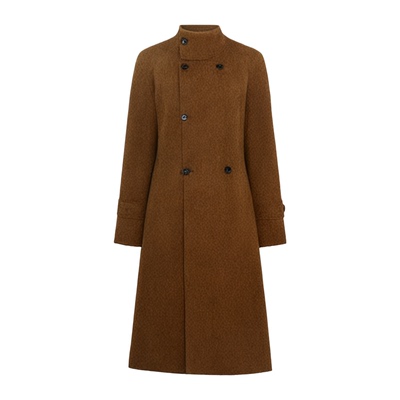 2025秋冬兔绒毛呢外套中长款呢子立领修身系带双排扣羊毛呢大衣