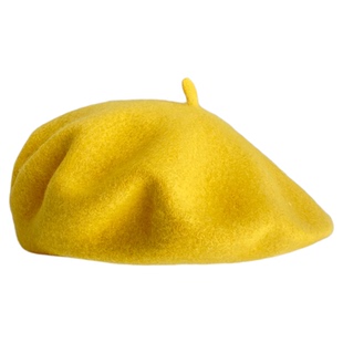 日系百搭纯色羊毛贝雷帽子女秋冬保暖显脸小画家帽英伦复古南瓜帽