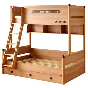全友家居原木风互不干扰双层子母床2025新款上下铺儿童小孩高低床