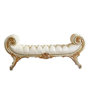 欧式床尾凳沙发凳纯实木换鞋凳法式真皮长凳贵妃榻床边榻卧室家具