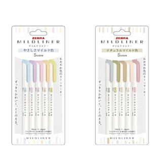 日本ZEBRA斑马荧光笔淡色标记笔彩色粗细双头记号笔WKT7新色浅色糖果色手帐银光斑马笔划重点做笔记文具