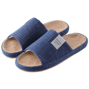 四季亚麻拖鞋男士室内家居厚底静音办公室棉麻布拖鞋家用秋冬男款