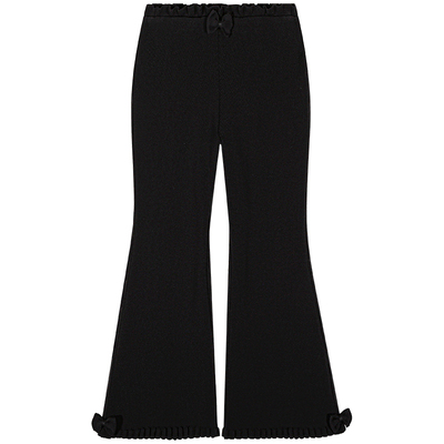 今屿花花黑色针织八分裤女