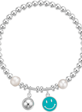 925纯银彩色笑脸手链女