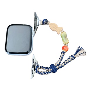 适用小米手环10表带编织手链陶瓷串珠手环9pro腕带华为8手表带女