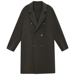 手工双面呢大衣男士中长款秋冬季休闲非羊绒加厚宽松风衣高级外套