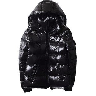 男士短款加厚亮面羽绒服可拆卸帽白鸭绒面包服冬季轻羽绒衣外套潮