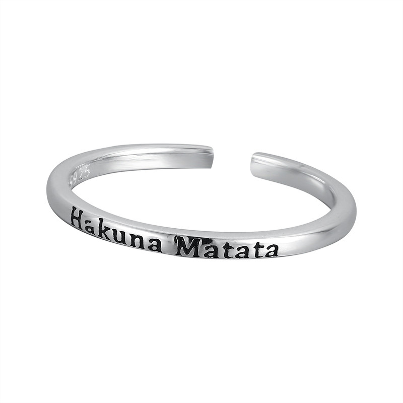 纯银尾戒HakunaMatata素圈戒指
