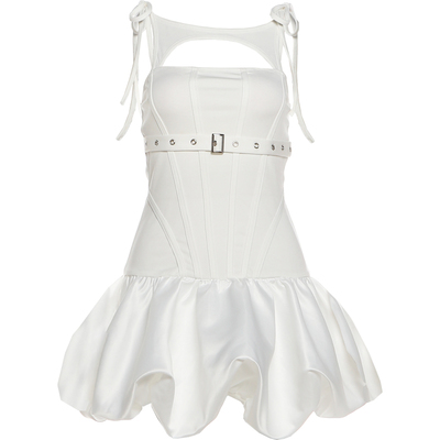 cute蓬蓬花苞时尚吊带连衣裙女秋