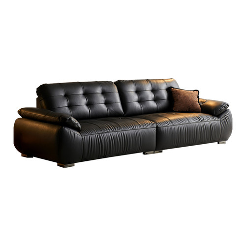 欧派家具云朵真皮沙发简约头层牛皮意式复古客厅黑色中古风太空云