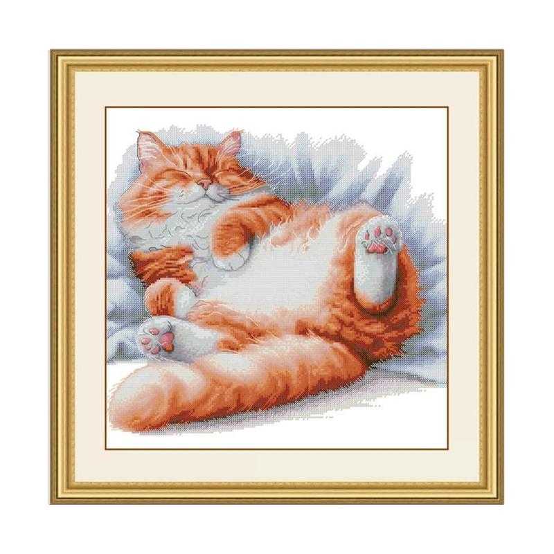 印花十字绣新款睡觉的猫咪小猫