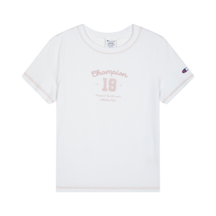 Champion冠军短袖T恤女2026春季新款甜美显瘦圆领印花短款上衣潮