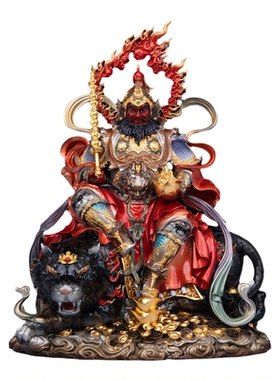 武财神赵公明神像黄铜珐琅彩摆件