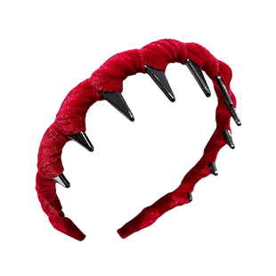 新年红色丝绒高颅顶发箍女高级感洋气时尚头箍头饰显脸小减龄发卡